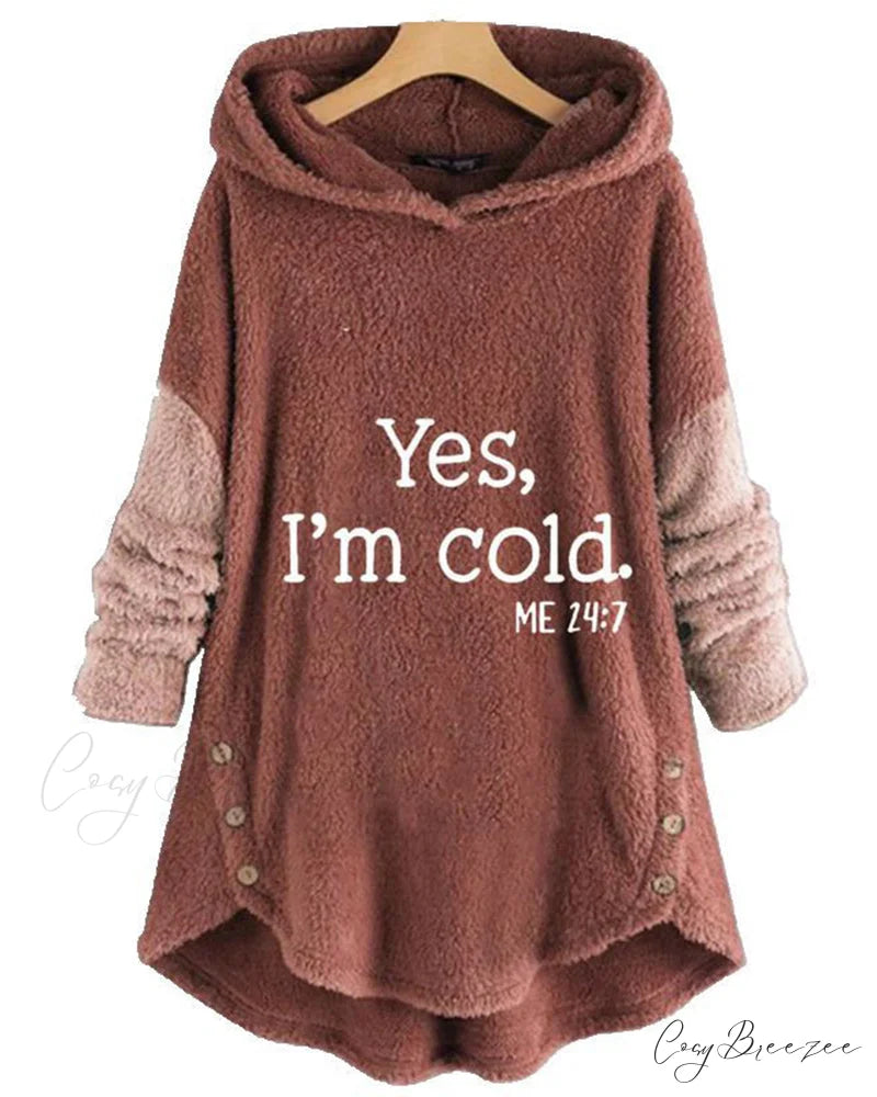 Arm Long Hoodie Top Tunic Casual with Print Red / S