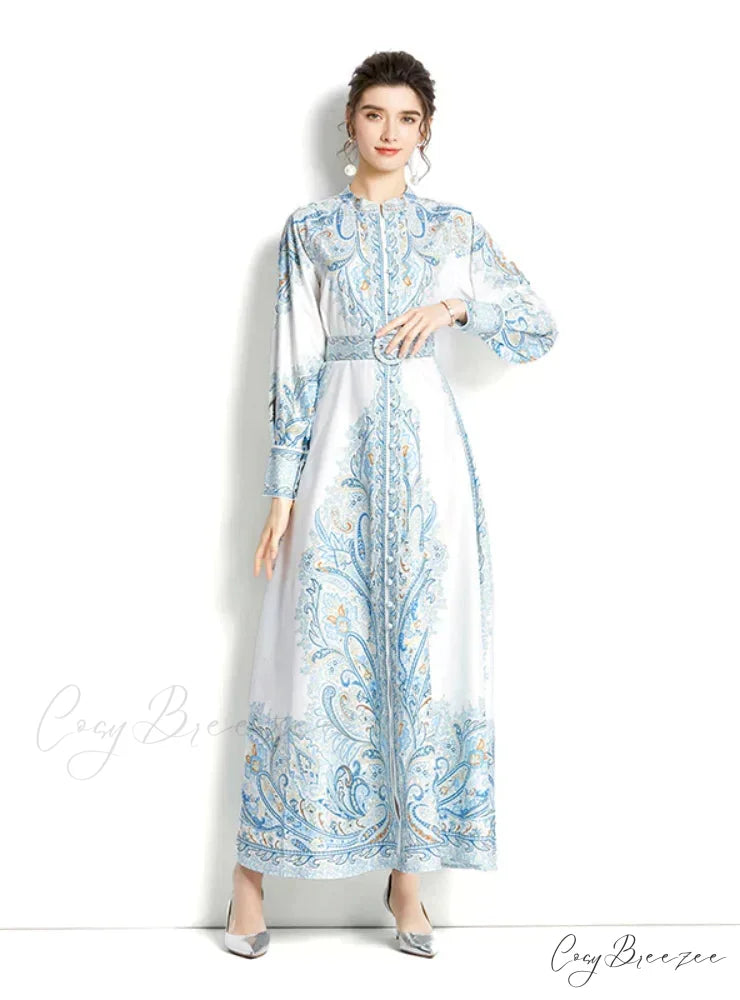 Arm Long Patterned with Gown Belt M / white