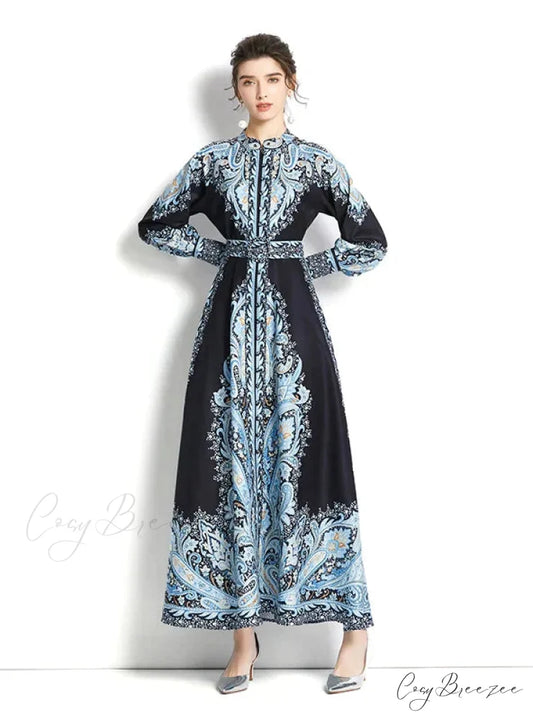Arm Long Patterned with Gown Belt S / black