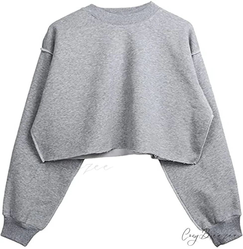Arm Loose Hoodie Oversized Size Crop Fit - Long Cotton Harajuku - Streetwear Casual - Plus - Women’s Pullover Ropa