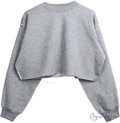 Arm Loose Hoodie Oversized Size Crop Fit - Long Cotton Harajuku - Streetwear Casual - Plus - Women’s Pullover Ropa
