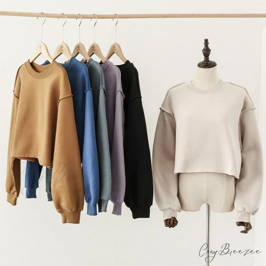 Arm Loose Hoodie Oversized Size Crop Fit - Long Cotton Harajuku - Streetwear Casual - Plus - Women’s Pullover Ropa