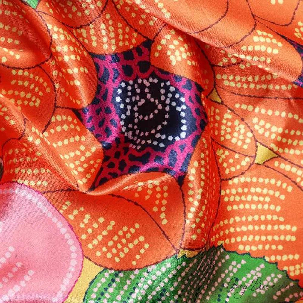 Arm Loose Sundress Party Full-Length Long Vintage Warm-Season Satin Casual Coastal Bohemian BerryBetty Flowered