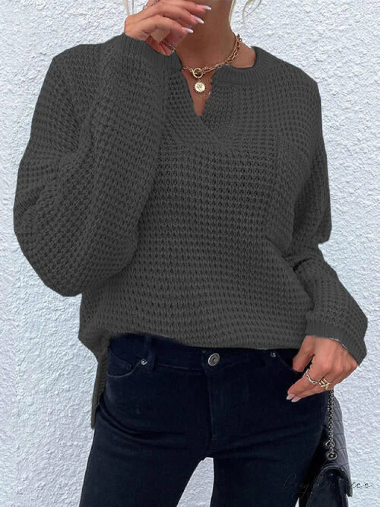 Arm Notched with Long Sweater Detail Charcoal / S