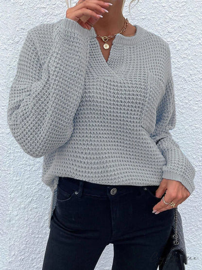 Arm Notched with Long Sweater Detail Cloudy Blue / S