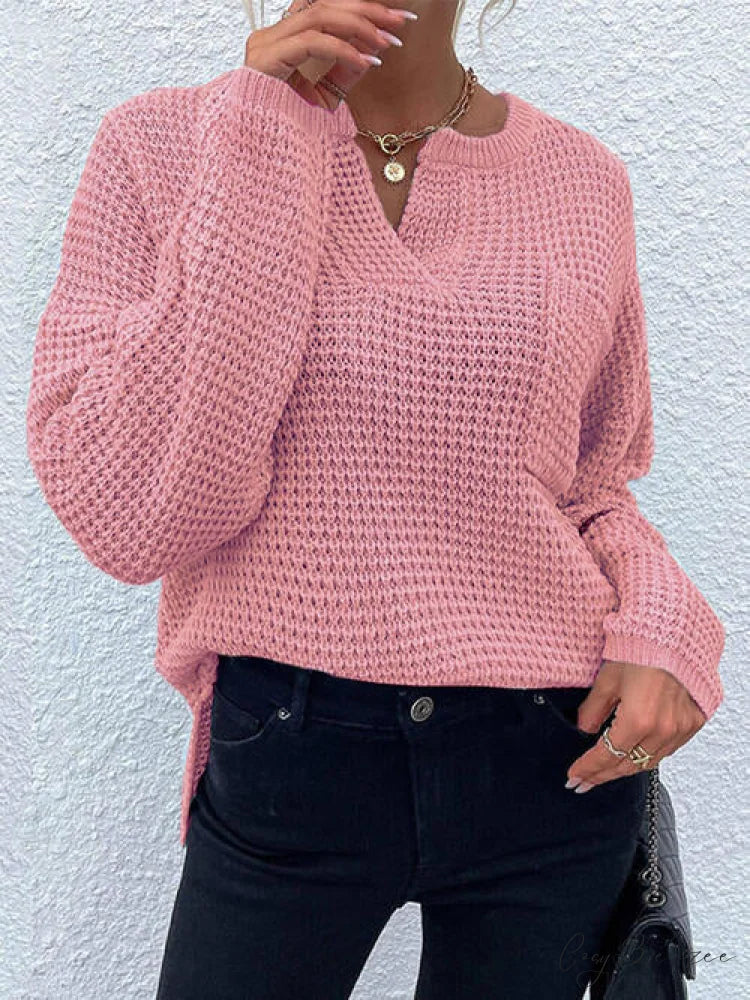 Arm Notched with Long Sweater Detail Dusty Pink / S