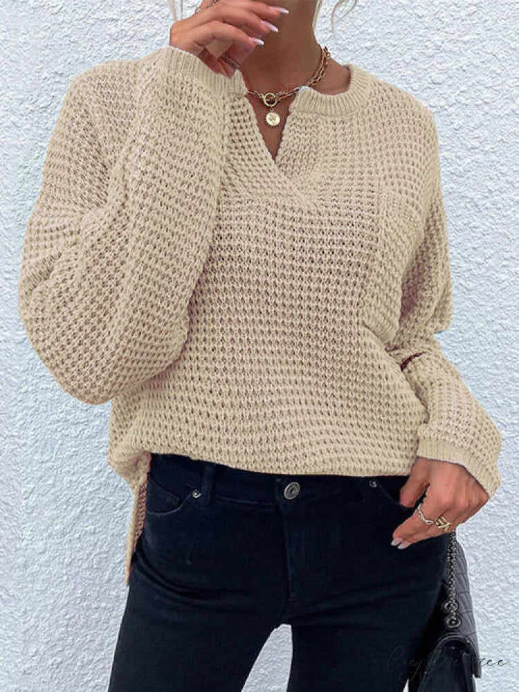 Arm Notched with Long Sweater Detail Tan / S