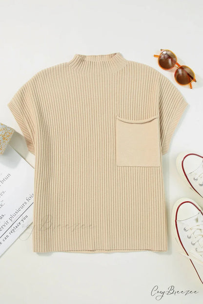 Arm Oatmeal Brief Knit Patch Ribbed with Sweater Pocket
