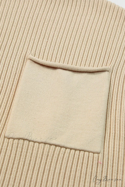 Arm Oatmeal Brief Knit Patch Ribbed with Sweater Pocket