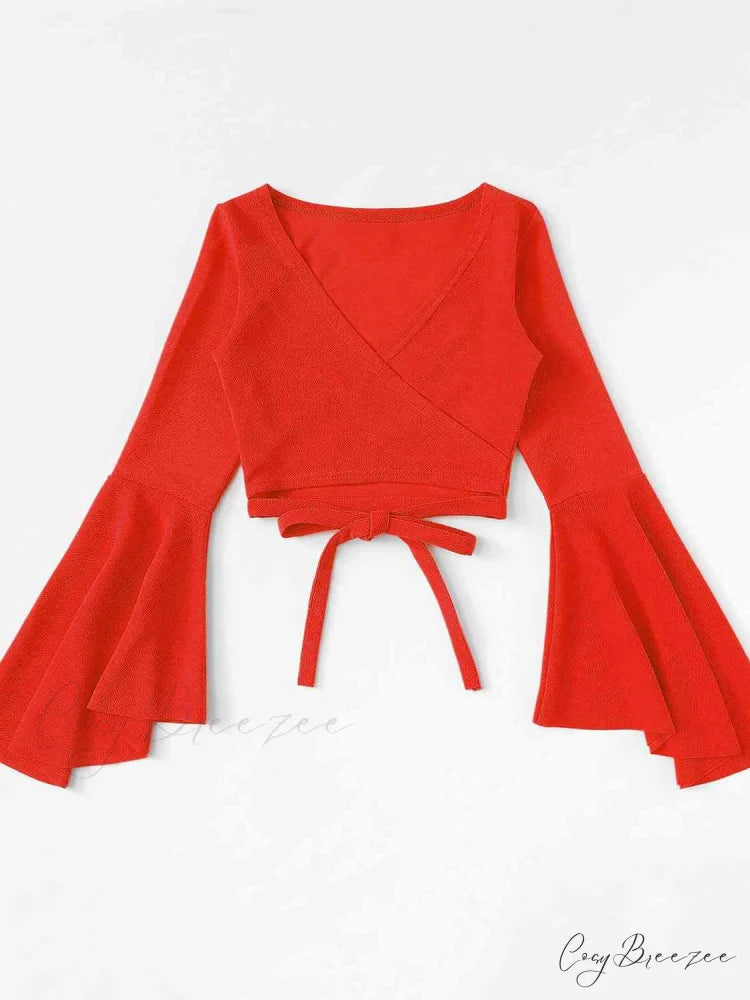 Arm Top with Crop Flare Tie