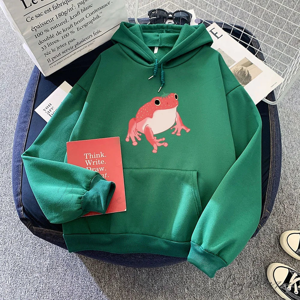 Arm Women Long Frog Pocket for Sweatshirt Harajuku Kawaii Oversized Clothes Pink Hooded Hoodie Girls Hoodies