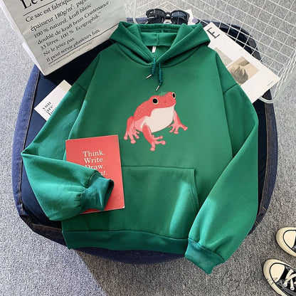 Arm Women Long Frog Pocket for Sweatshirt Harajuku Kawaii Oversized Clothes Pink Hooded Hoodie Girls Hoodies
