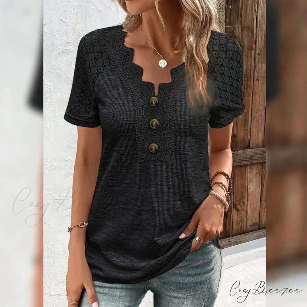 Arm Women’s Brief Button Lace T-Shirt Black / S
