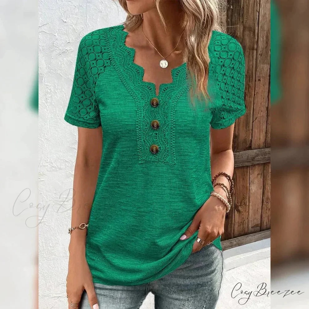 Arm Women’s Brief Button Lace T-Shirt Green / S