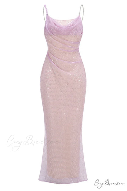 Artemesia Sequin Stylish Backless Maxi Dress XS / Blush