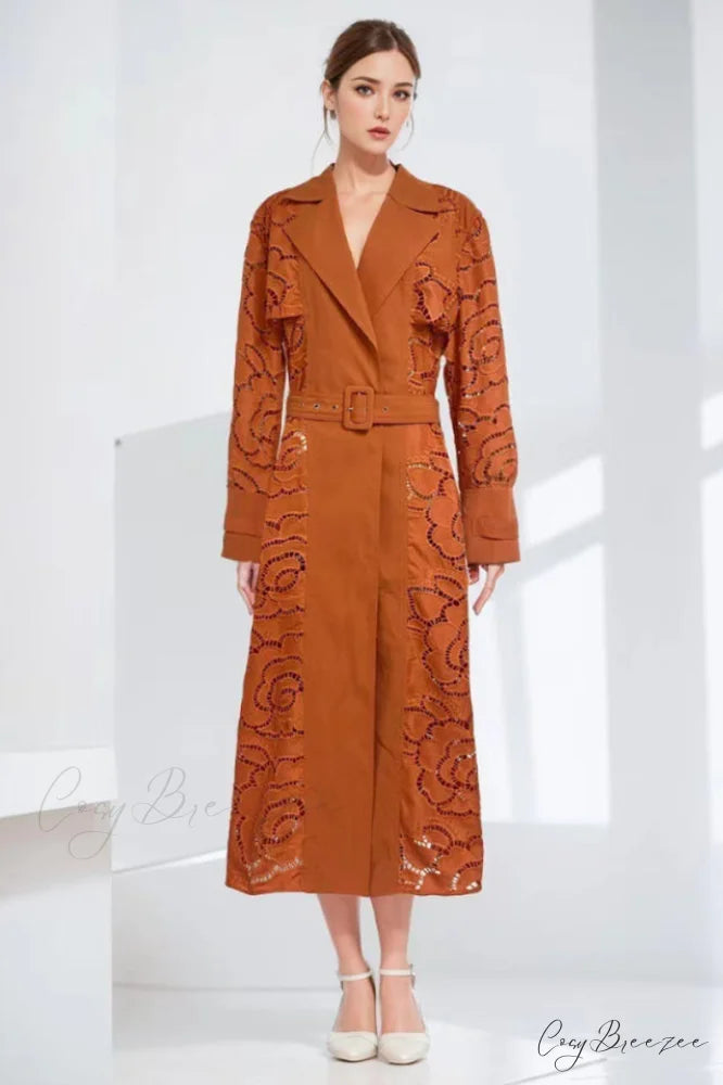 Arthur Embroidered Stylish Trench Coat S / 1#