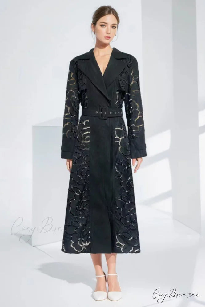 Arthur Embroidered Stylish Trench Coat S / 2#