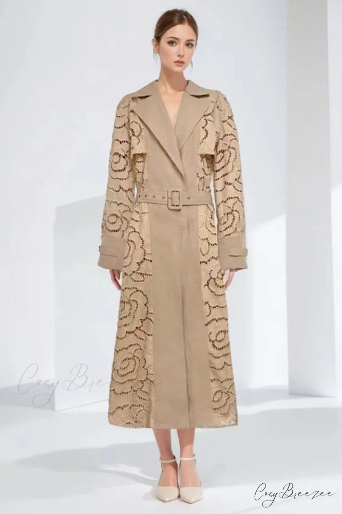 Arthur Embroidered Stylish Trench Coat S / 3#