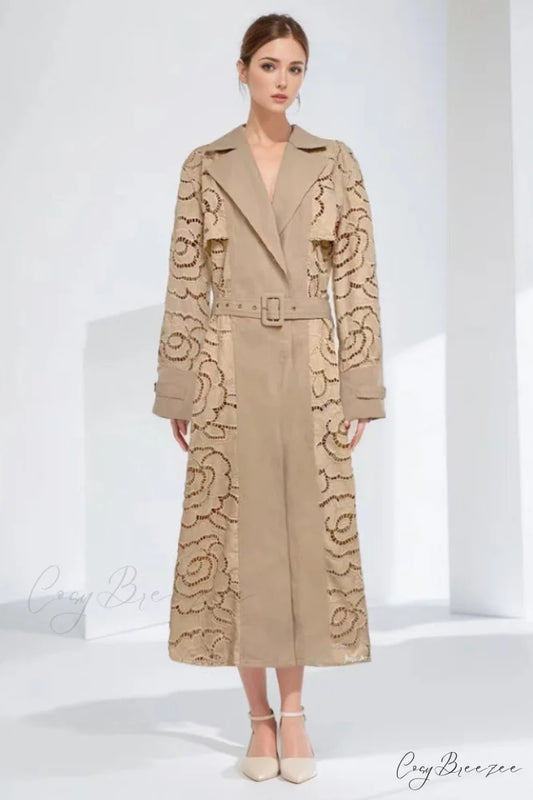 Arthur Embroidered Stylish Trench Coat S / 3#