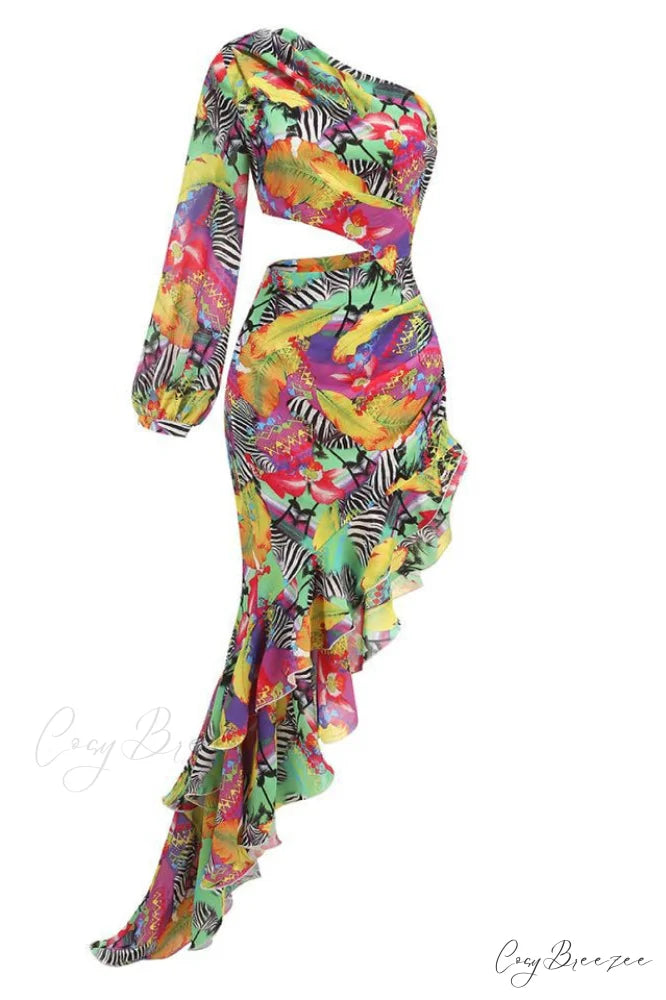 Asfrid Printed Stylish Maxi Dress XS / 3#