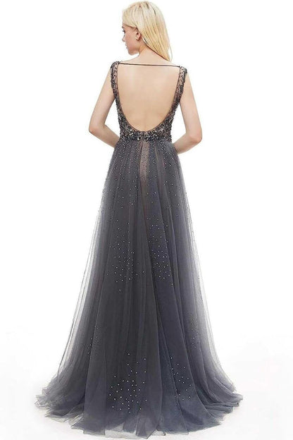 Asheville Embellished Graceful Backless Maxi Dress