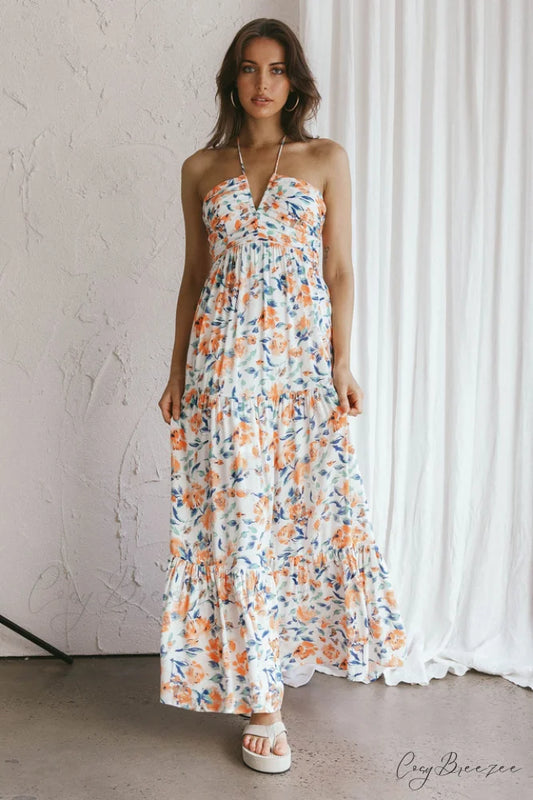 Asiah Halter Stylish Neck Maxi Dress