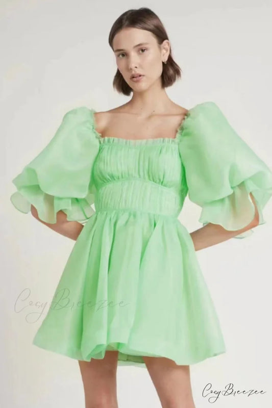 Astrid Tie Stylish Back Mini Dress S / Mint