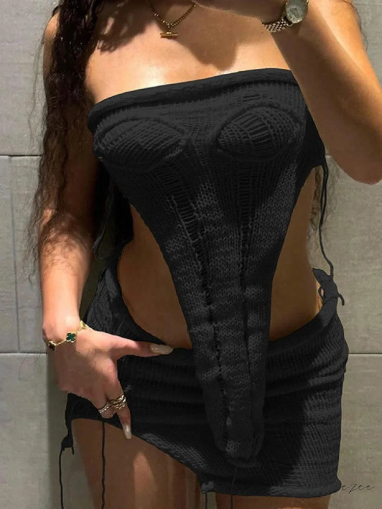 Asymmetric Buttoned Long Trendy Sleeve Crop Top Black / S