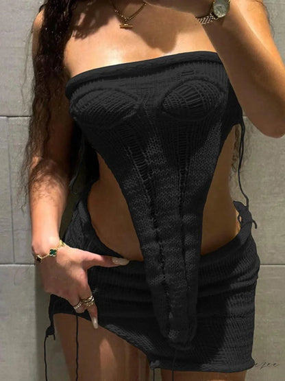 Asymmetric Buttoned Long Trendy Sleeve Crop Top Black / S