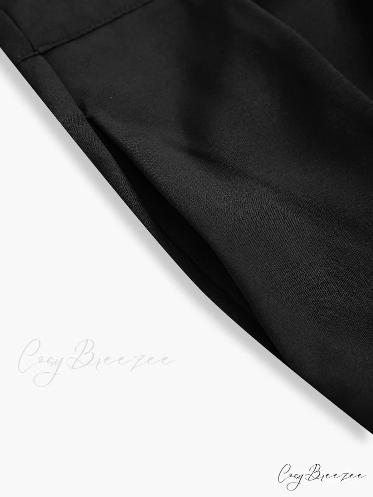 Asymmetric Buttoned Wide Trendy Leg Dress Pants