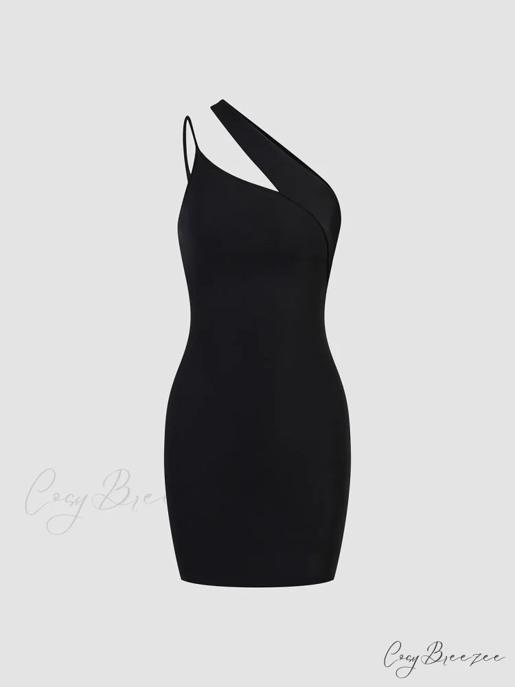 Asymmetric Halter Graceful Bodycon Short Dress