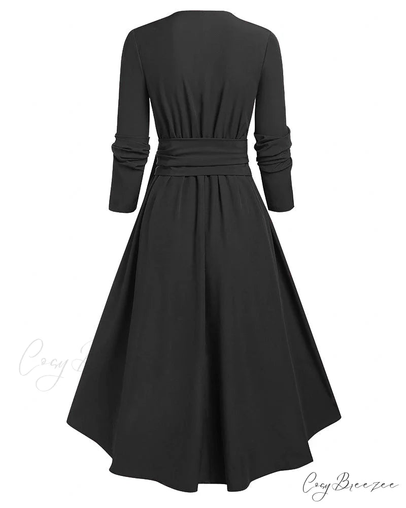 Asymmetric Hem Solid Color Dress