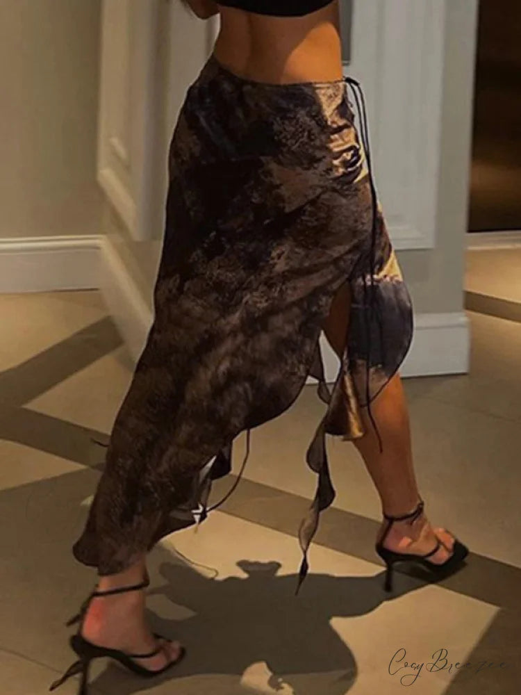 Asymmetric High Slit Trendy Bodycon Maxi Dress