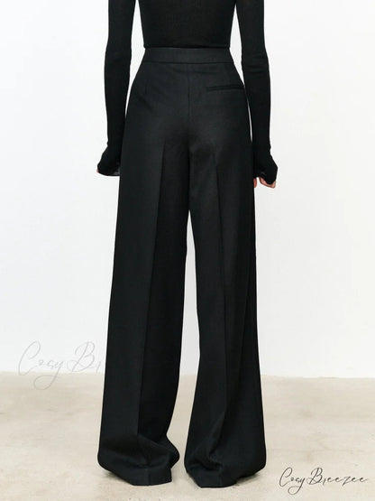 Asymmetric Layer Button Trendy Straight Leg Dress Pants