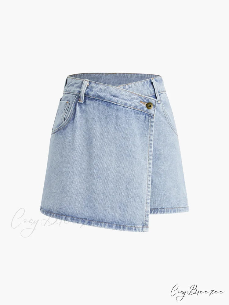 Asymmetric Layered Graceful Denim Shorts