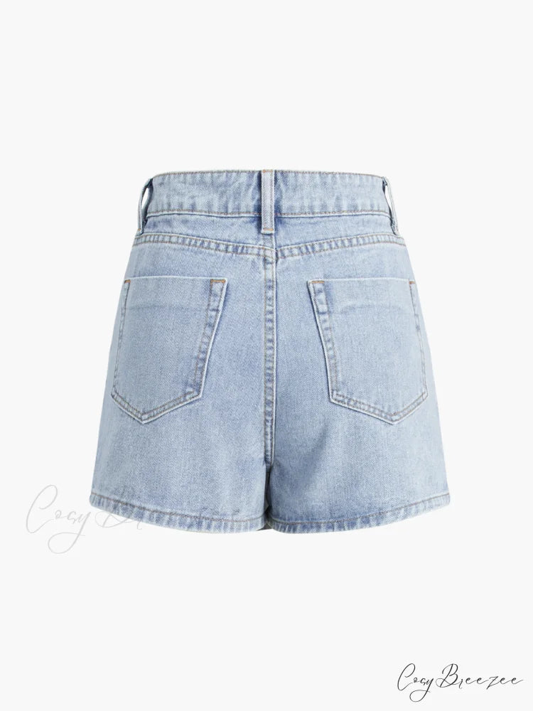 Asymmetric Layered Graceful Denim Shorts