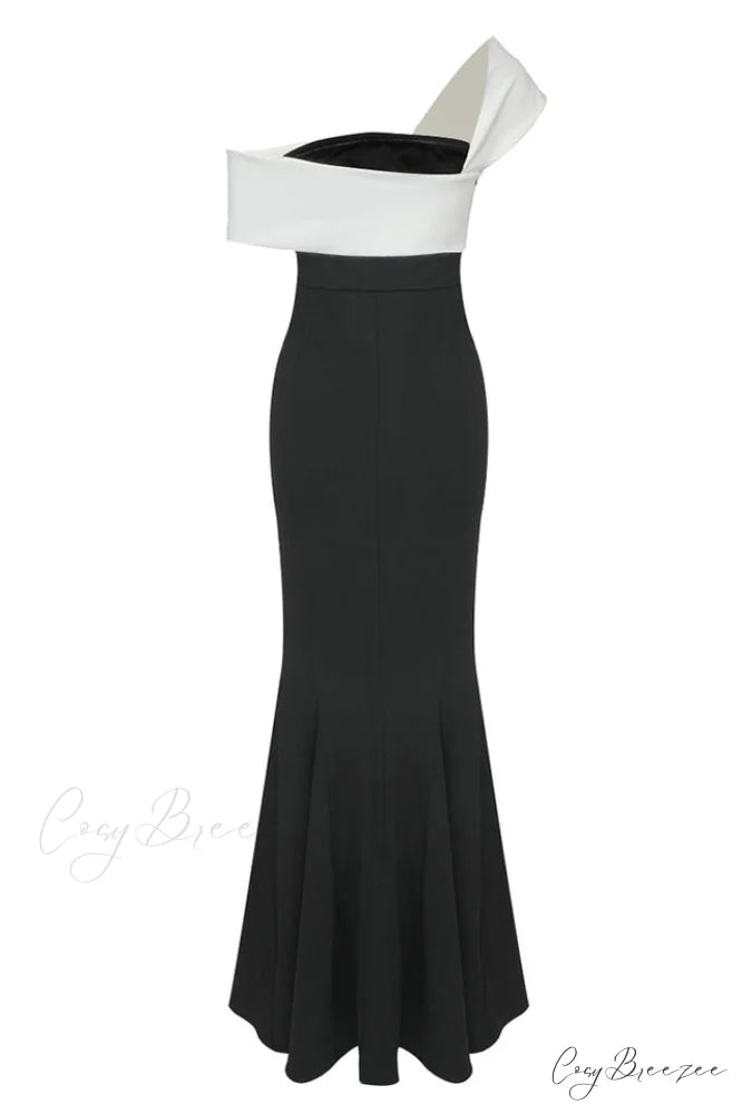 Asymmetric Off Stylish Shoulder Maxi Dress