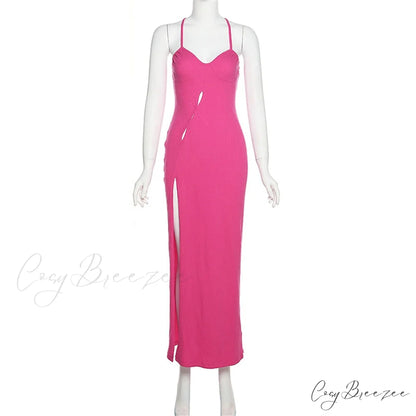 Asymmetric Tear Drop Charming Cut Detail Midi Dress