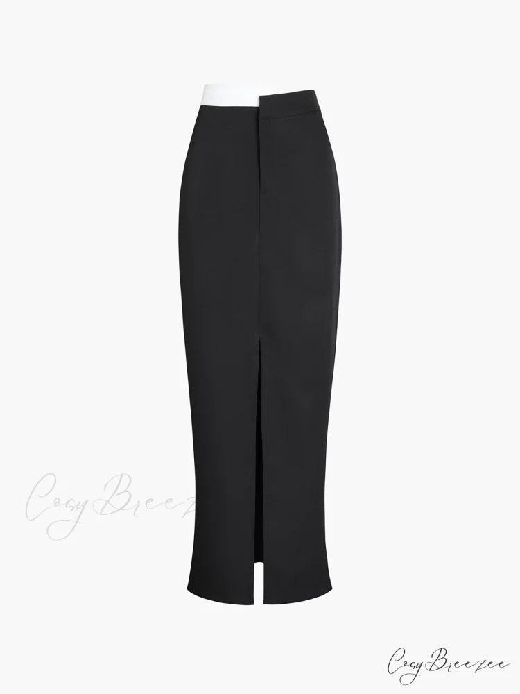 Asymmetric Waistband Graceful Maxi Skirt