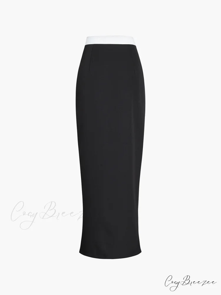 Asymmetric Waistband Graceful Maxi Skirt