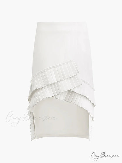 Asymmetrica Layered Graceful Pleated Midi Skirt