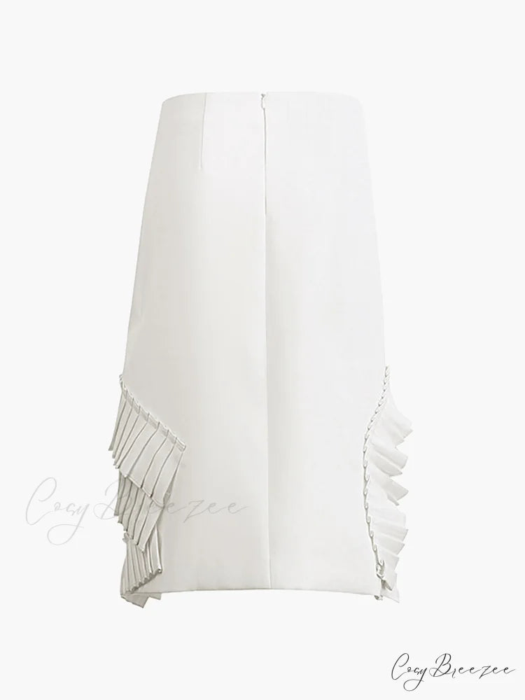 Asymmetrica Layered Graceful Pleated Midi Skirt