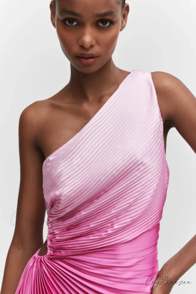 Asymmetrical Elegant Pleated Dress