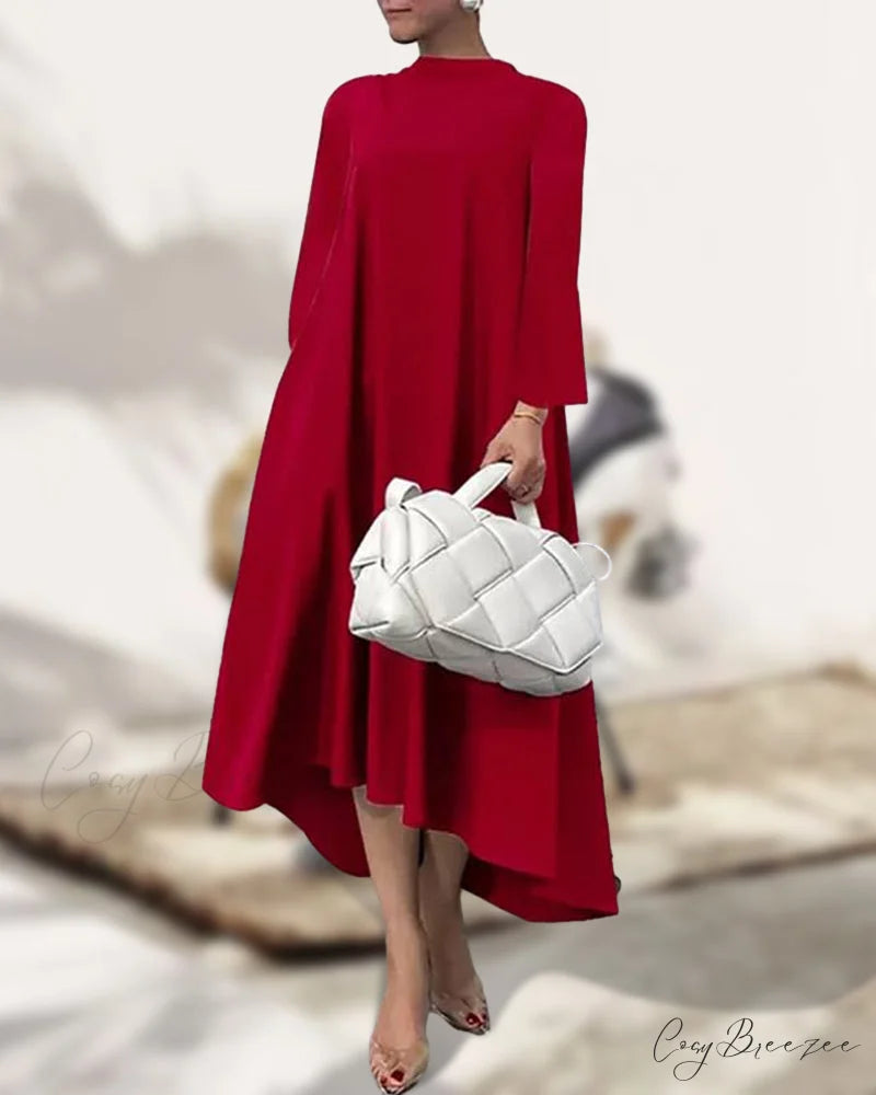 Asymmetrical Flare Sleeve Dress
