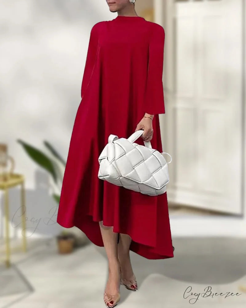Asymmetrical Flare Sleeve Dress