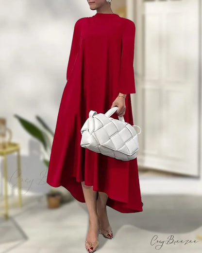Asymmetrical Flare Sleeve Dress