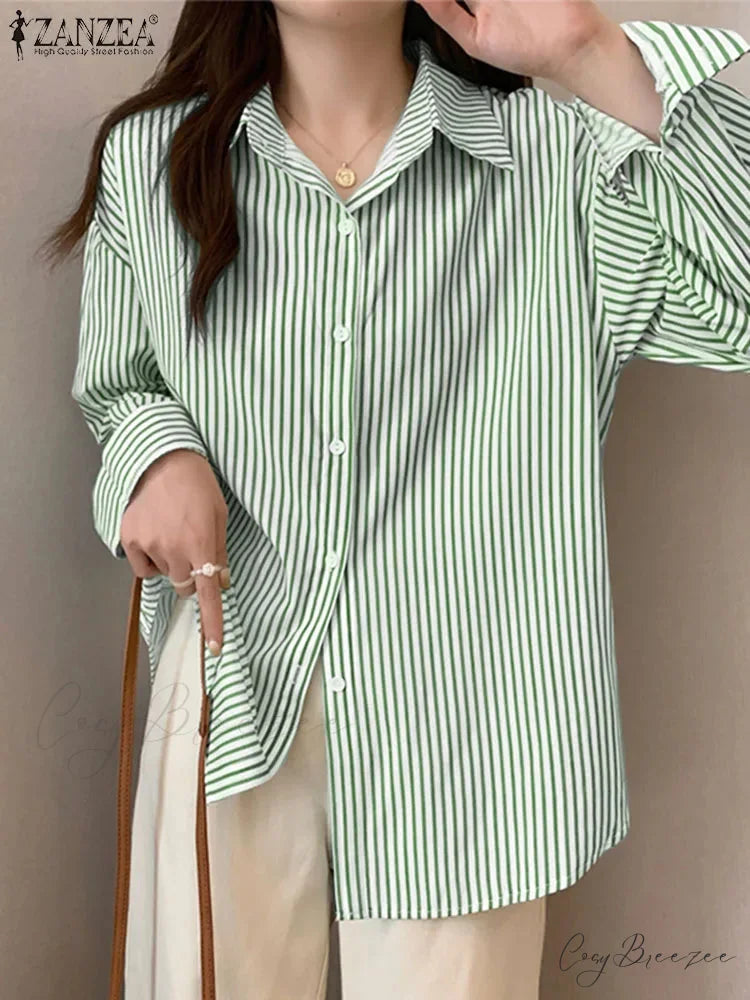 Asymmetrical Lace-Up Button Lapel Blouse Green2 / S blouse-250126