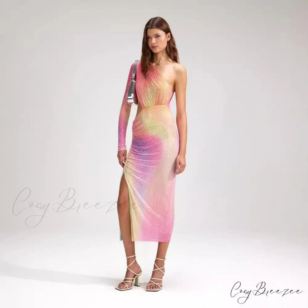 Asymmetrical Off-Shoulder Vibrant Luxurious Formal Dress promdress-250223