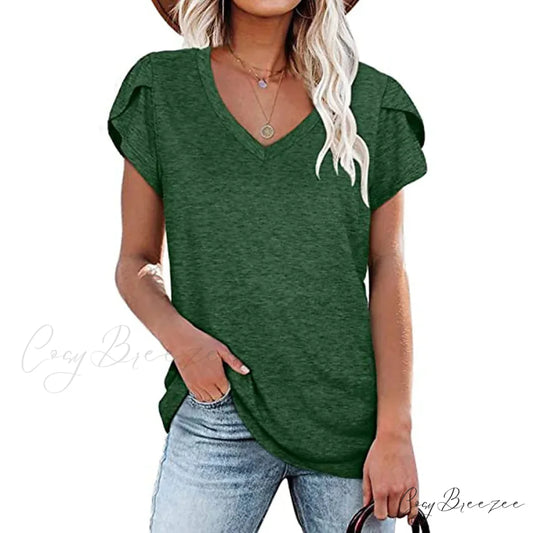 Athleisure Top V-Neck for Women Green / S