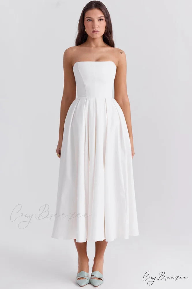 Audrey Elegant Midi Sundress XS / White